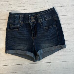 Blue Spice Denim Shorts Women’s Size 3 Dark Wash Mid Rise Cuffed Stretch